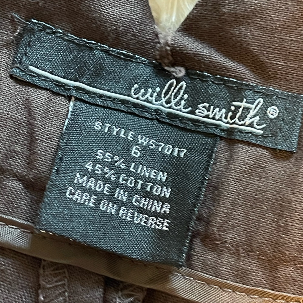 Old Money Willi Smith Chocolate Brown Mid/High Waist Linen Shorts Sz 6 - Picture 3 of 8